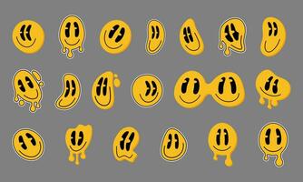 Retro Melting Emot Element Set vector