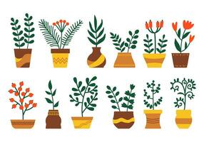 Houseplant Potted Illustration Set vector