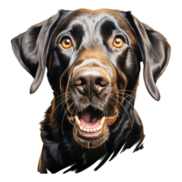 Labrador perdiguero mira sorprendido con grande ojos . ai generado png