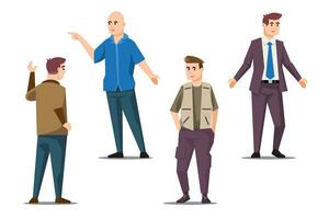 Man character in different situations. People at a coffee shop. Set of men in different situations. Vector illustration.