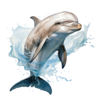 delfin utseende överraskad med stor ögon . ai genererad png