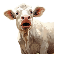 Charolais cow surprised with big eyes . AI Generated png