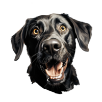 Labrador perdiguero mira sorprendido con grande ojos . ai generado png