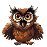 mignonne hibou . ai généré png