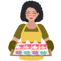 vrouw bakken cupcakes png