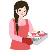 vrouw bakken cupcakes png