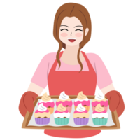 Frau backen Cupcakes png