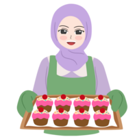 vrouw bakken cupcakes png