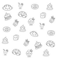 kawaii food collection, kawaii food social media post, kawaii banner, kawaii pattern, kawaii background vector