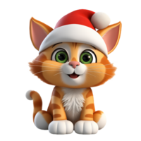 3D cartoon illustration of orange cat isolated on transparent background png