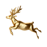 golden Hirsch 3d Dekoration zum Weihnachten und Neu Jahr Design isoliert auf transparent Hintergrund png