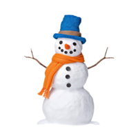 A snowman with hat and scarf isolated on transparent background png