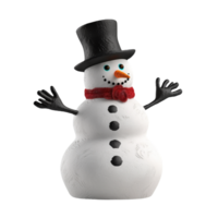 3d render of a snowman isolated on transparent background png