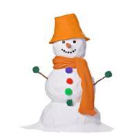 3d render of a snowman isolated on transparent background png