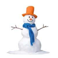 A snowman with hat and scarf isolated on transparent background png