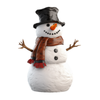 3d render of a snowman isolated on transparent background png