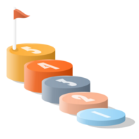 Bar chart circle 3d, Infographics elements diagram with 5 steps. png