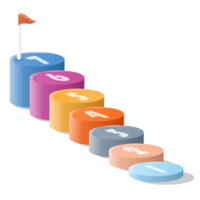 Bar chart circle 3d, Infographics elements diagram with 7 steps. png