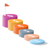 Bar chart circle 3d, Infographics elements diagram with 6 steps. png