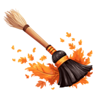 skön halloween kvast ClipArt - ai generativ png