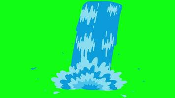 Cartoon waterfall isolated on green screen background - free video