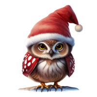 búho Papa Noel sombrero linda animal ai generativo png