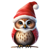 hibou Père Noël chapeau mignonne animal ai gératif png