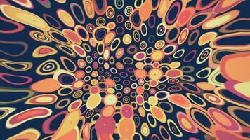 Trendy trippy 1970s retro pattern background animation with groovy colorful psychedelic circles and concentric circles. This fun vintage motion background is full HD and a seamless loop. video