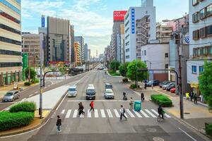 osaka, Japón - 21 nov 2018 -paso de peatones en un calle en el ciudad de osaka. foto