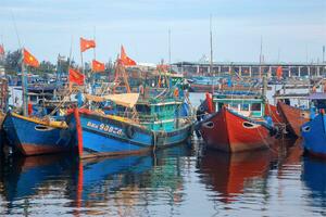 Danang, Vietnam, 10 May 2019,A large number of fishing boats at Danang Fishery Harbor photo