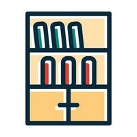 Book Shelf Vector Thick Line Filled Dark Colors Icons For Personal And Commercial Use.