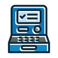 Atm Machine Vector Thick Line Filled Dark Colors Icons For Personal And Commercial Use.