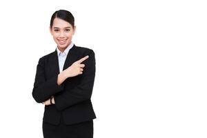 Business woman pointing her finger photo