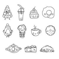 kawaii food collection, kawaii food social media post, kawaii banner, kawaii pattern, kawaii background vector