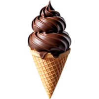 Waffle cone with chocolate ice cream. AI Generative png