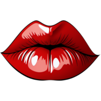 Female Lips with Gloss Red Lipstick. AI Generative png