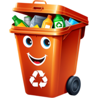 Recycle bin with trash. AI Generative png