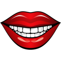 sonrisa rojo hembra labios y blanco dientes. ai generativo png