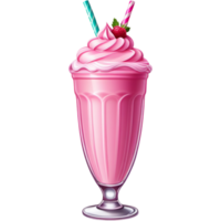 Delicious pink milkshake. AI Generative png