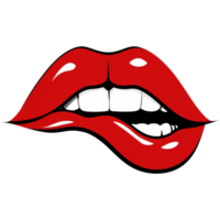 Woman mouth biting her lower lip. AI Generative png