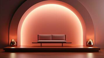 neon podium in bright psychedelic colors with backlighting. in y2k style.AI Generative photo