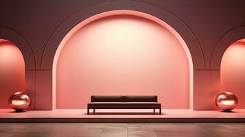 neon podium in bright psychedelic colors with backlighting. in y2k style.AI Generative photo