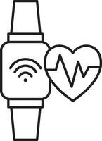 Fitness tracker icon. Smart watch icon with heart beat app symbol vector