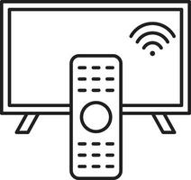 Smart tv icon. TV with remote control icon vector