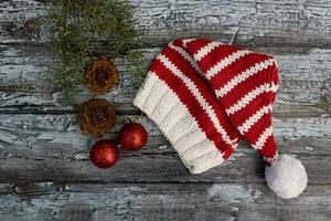 Christmas elf hats knitted with wool photo