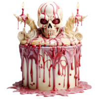 Halloween dolci, raccapricciante torta con zombie e scheletri. ai generato png