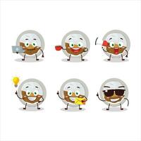 Coco ichibanya curry dibujos animados personaje con varios tipos de negocio emoticones vector