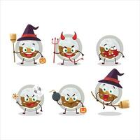 Halloween expression emoticons with cartoon character of coco ichibanya curry vector