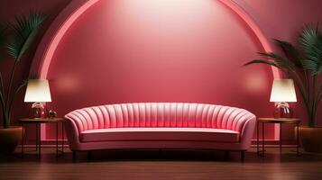 interior retro antecedentes en rosado brillante glamour estilo.ai generativo foto