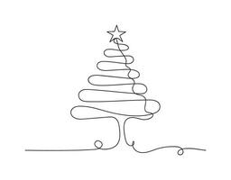 Christmas tree continuous one line icon vector illustration.